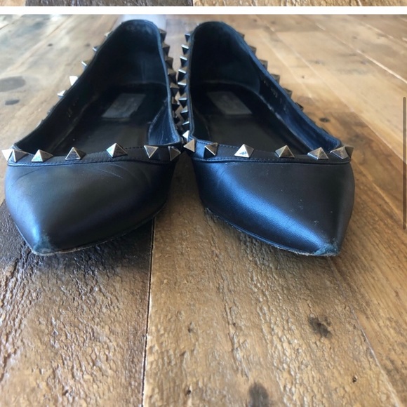 Valentino Garavani Rockstuds noir Ballerina flats size 8 - Picture 4 of 10